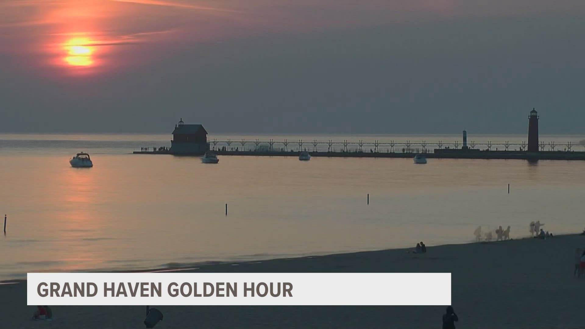 The sunset was vibrant in Grand Haven on Friday night. 