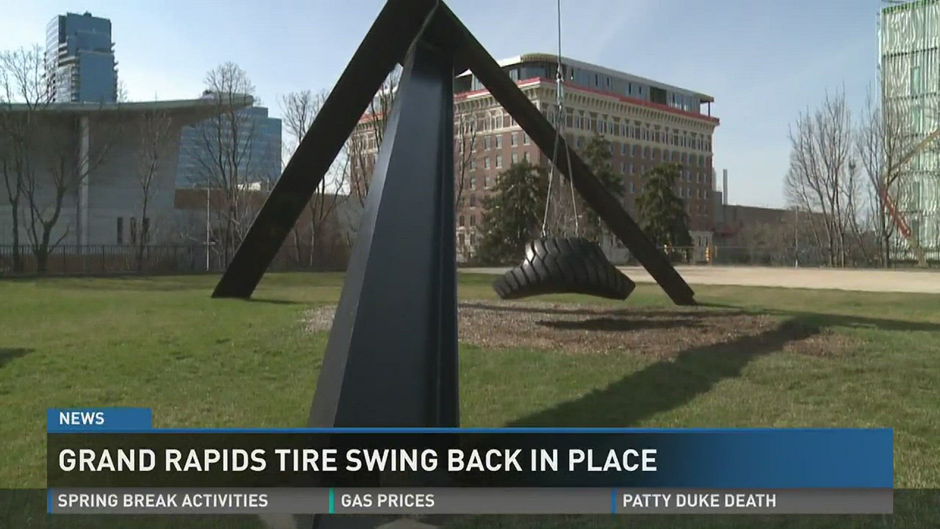 Tire swing reinstalled at downtown Grand Rapids sculpture