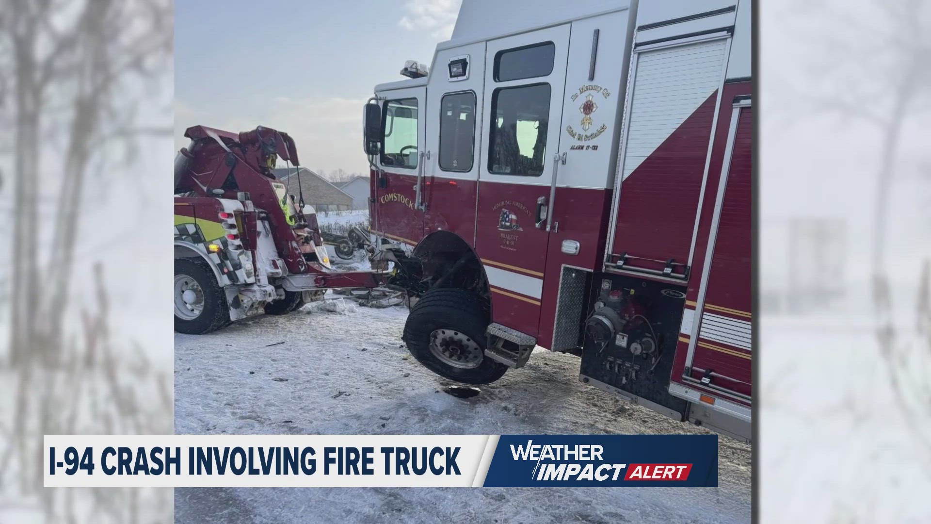 On eastbound I-94 near Kalamazoo, multiple emergency vehicles were involved in a crash after a box truck lost control.