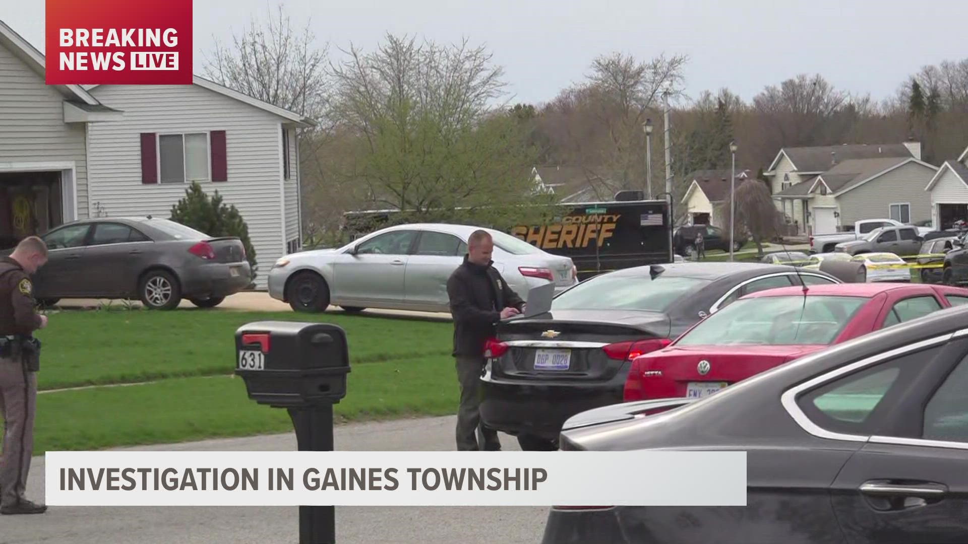 A deputy with the Kent County Sheriff's Office was shot in the hand during a welfare check in Gaines Township Thursday.
