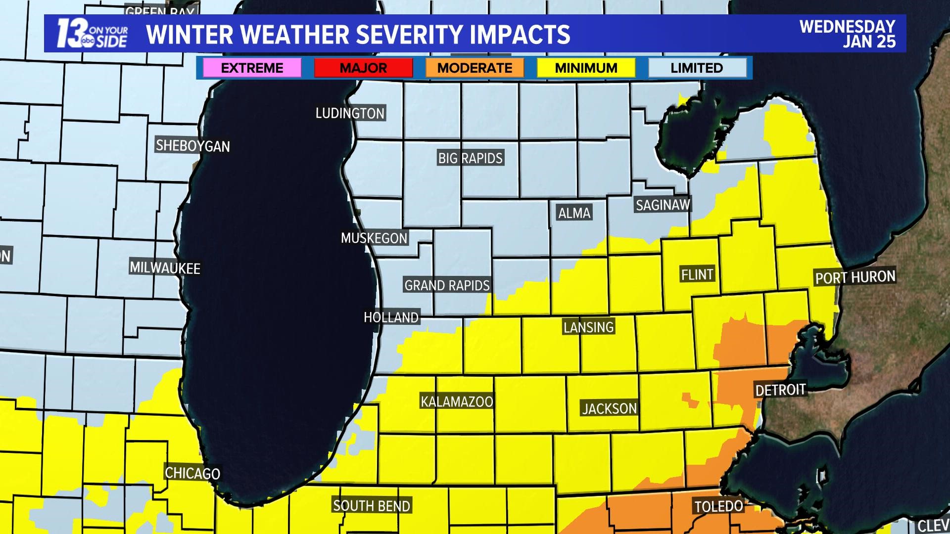 Travel impacts expected throughout the day Wednesday.