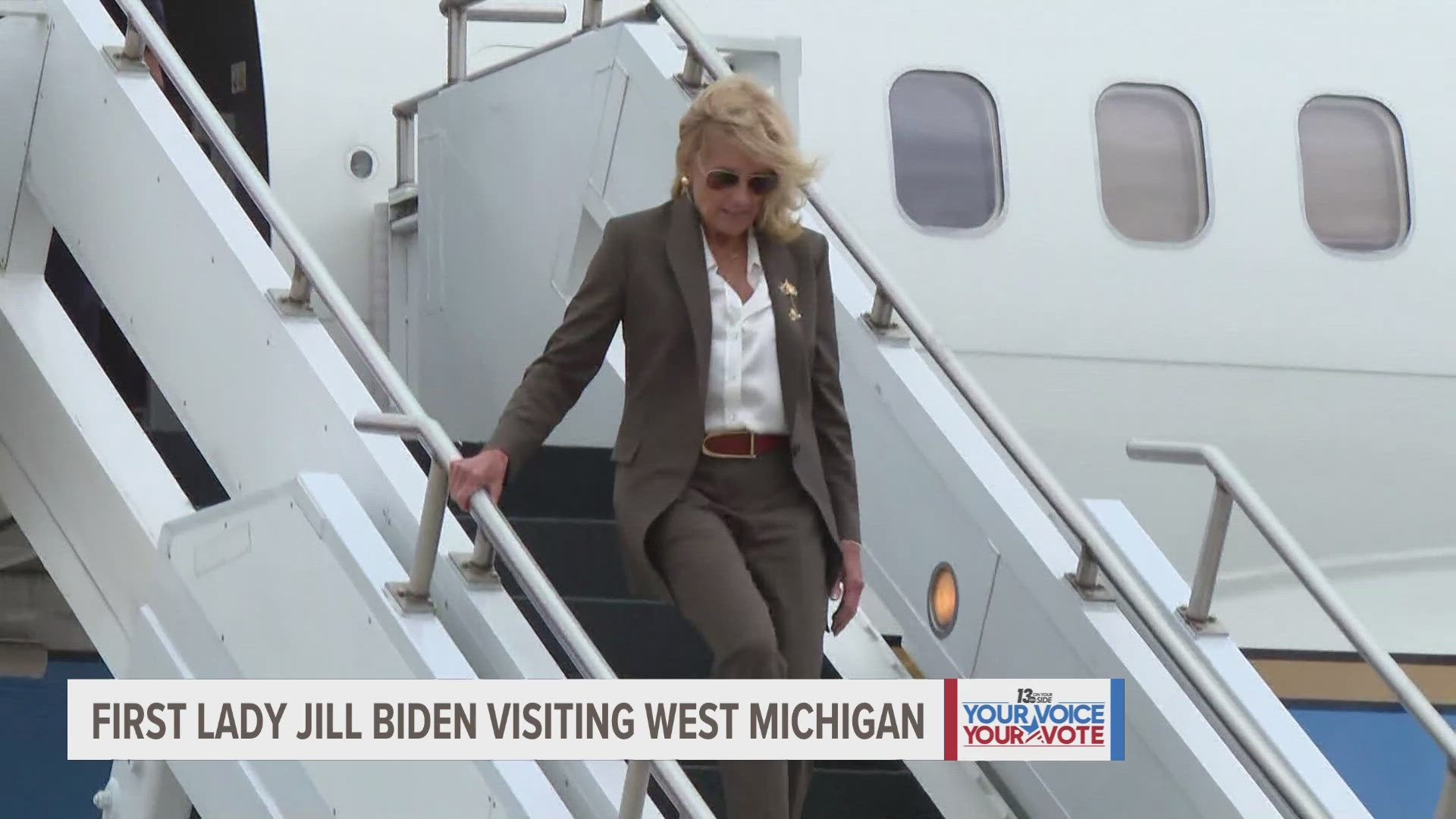 The First Lady landed at GRR early Tuesday evening.