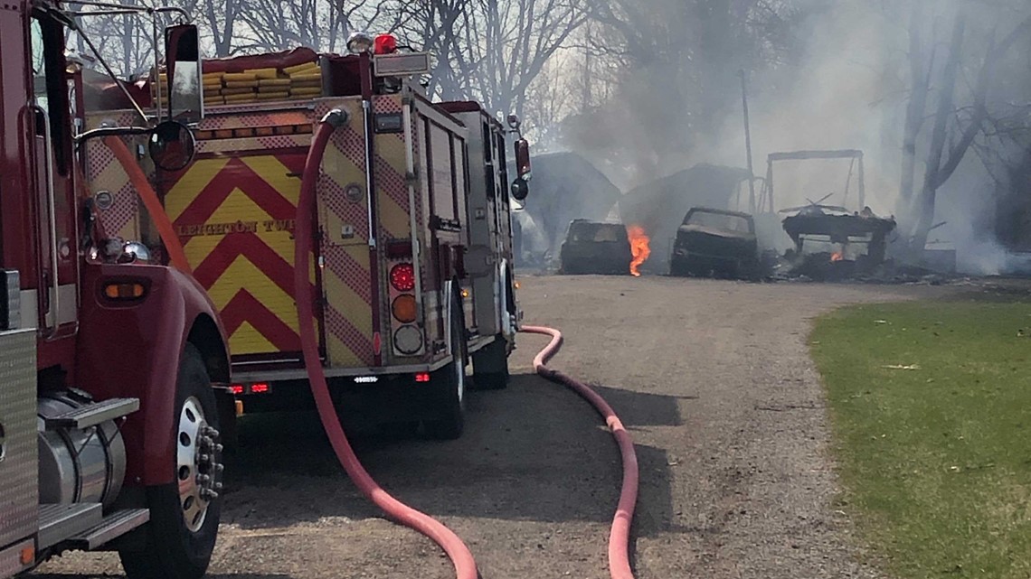 Crews battle fire near Wayland