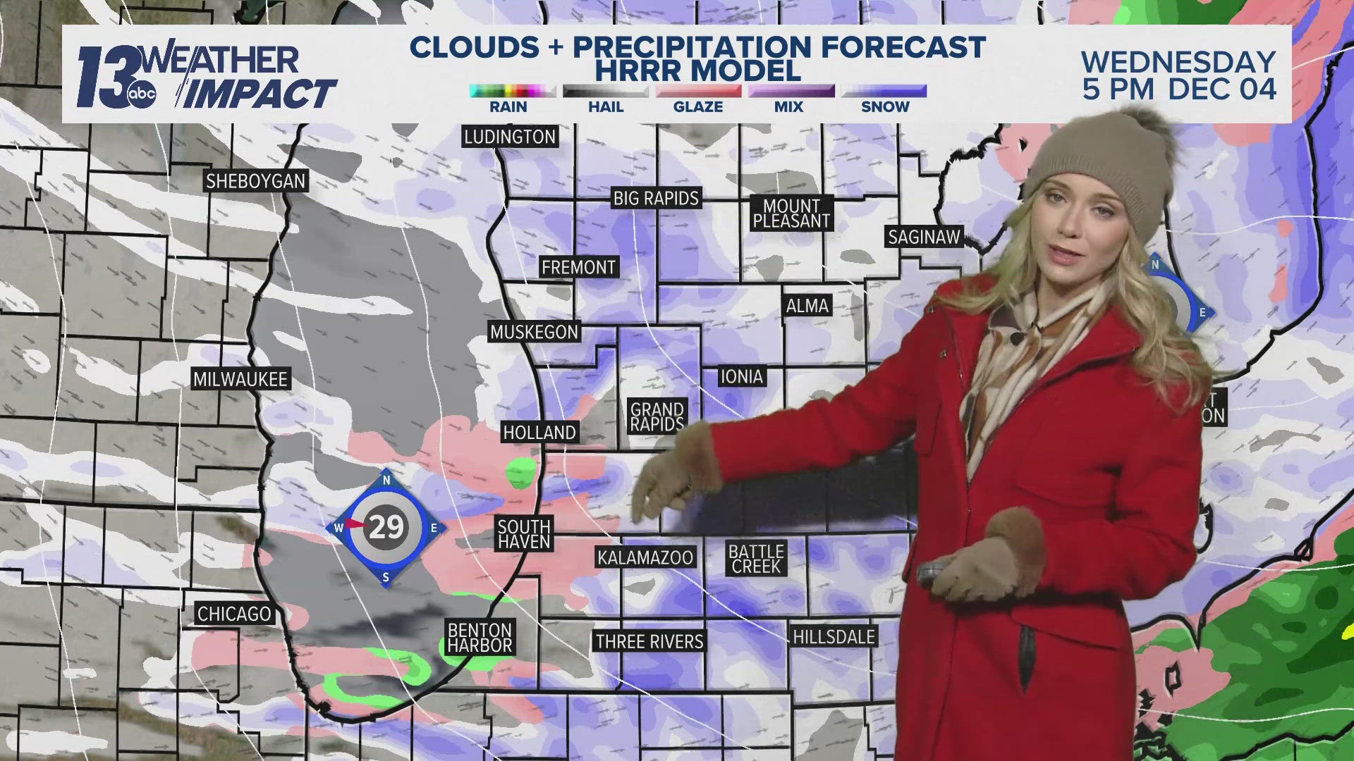 Lake effect snow this morning and system snow tomorrow.