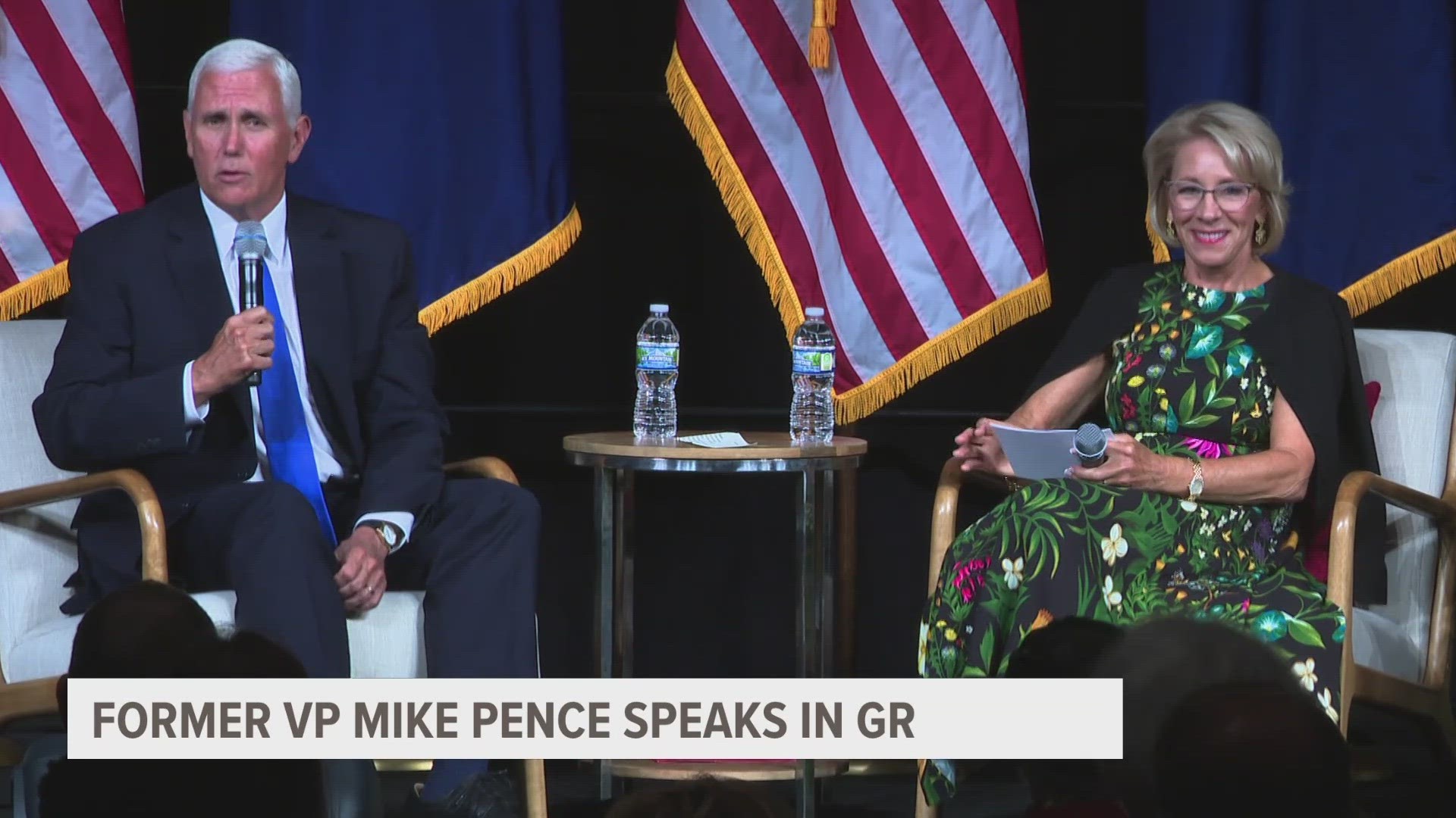 The former vice president was joined by former U.S. Secretary of Education Betsy DeVos for an event hosted by the Kirk Center.