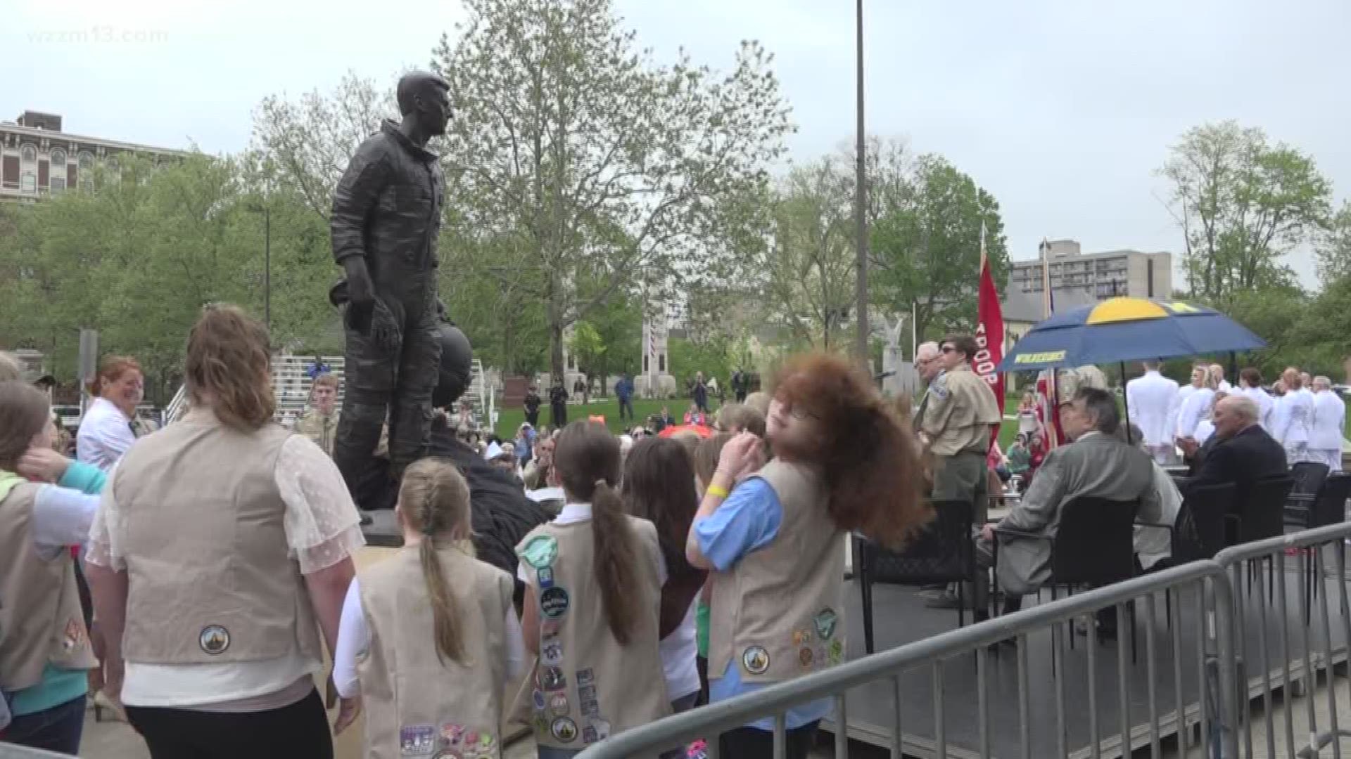 Roger B Chaffee statue unveiled in downtown Grand Rapids