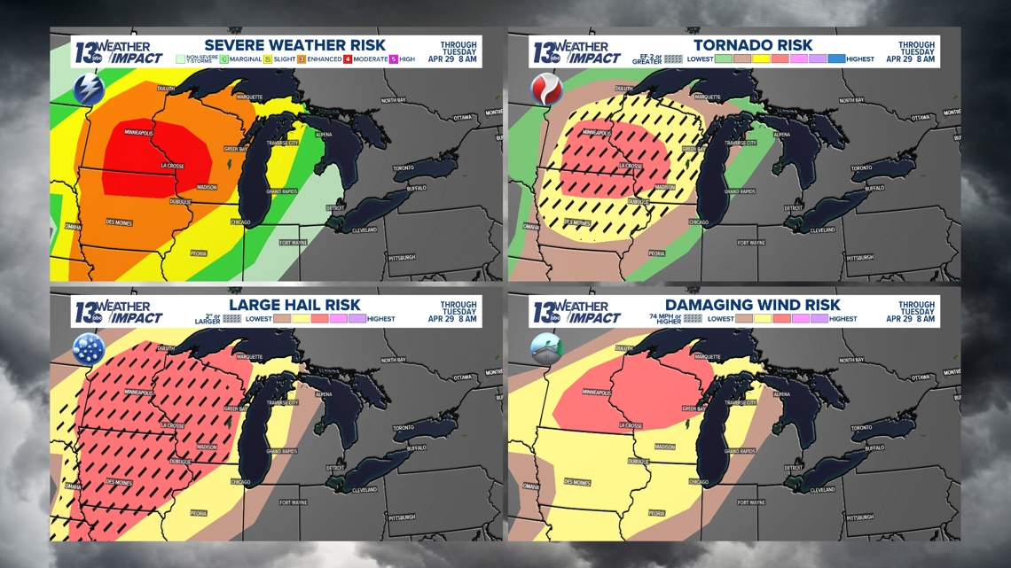 Low-end, isolated severe weather risk late Monday night into Tuesday ...