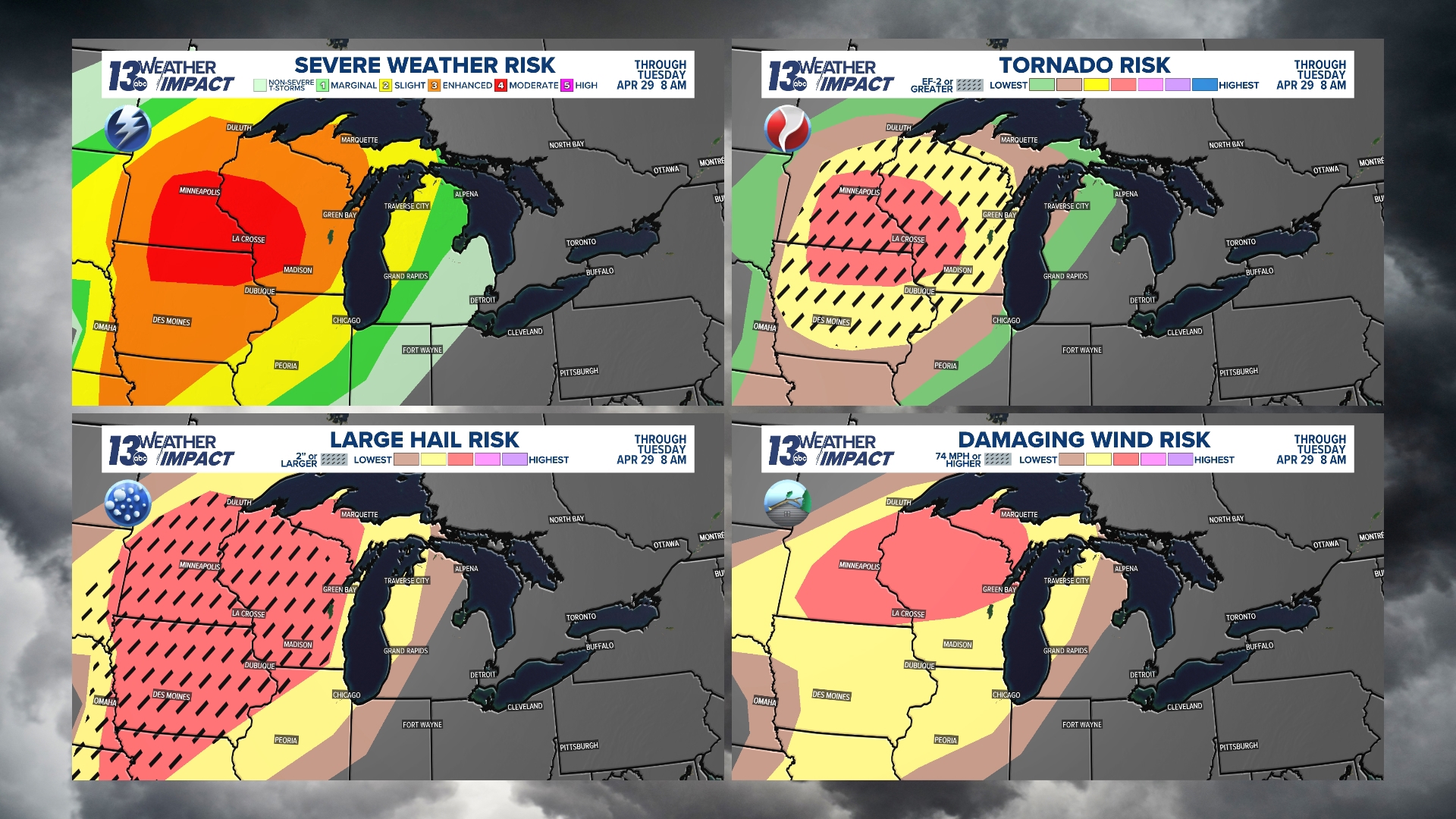 Low-end, isolated severe weather risk late Monday night into Tuesday ...