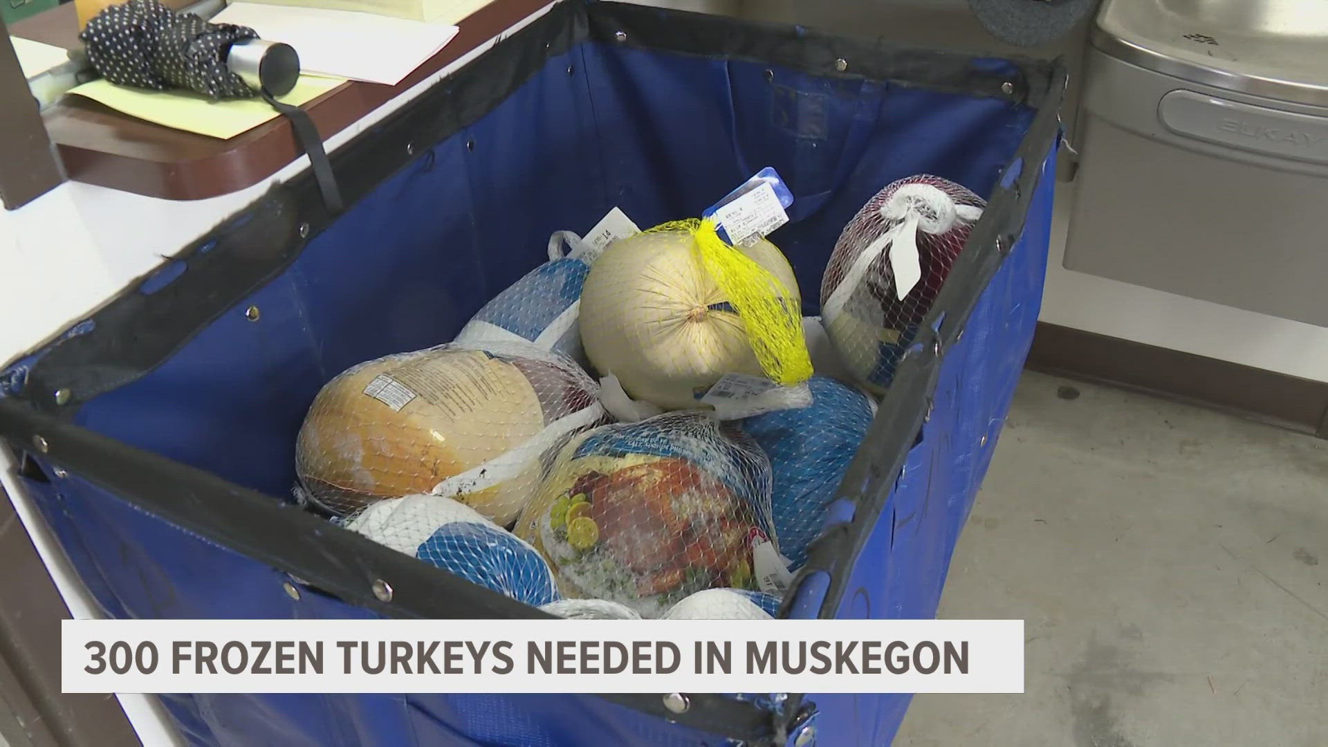 ​The Muskegon Rescue Mission (MRM) organizes the two-day giveaway each year, providing baskets with a turkey and ingredients to make a full Thanksgiving meal. 