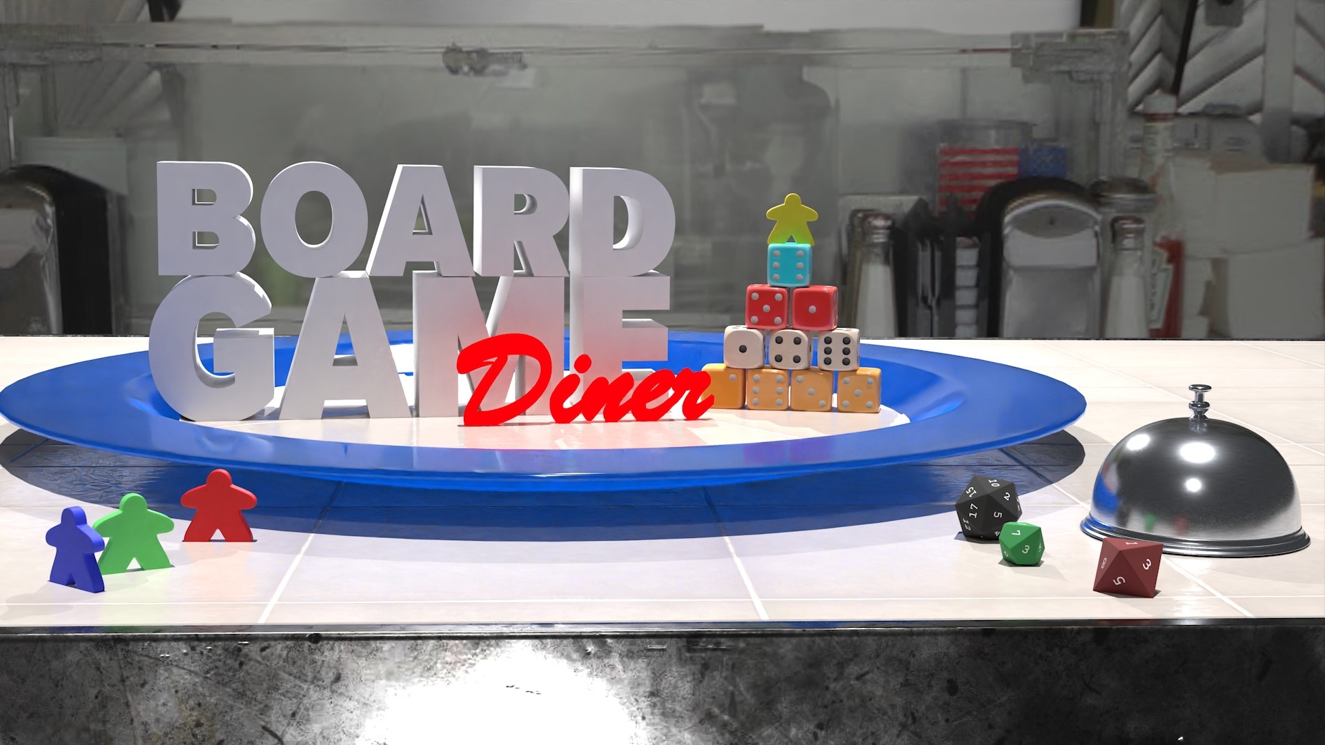 Promotional overview of the Board Game Diner show. Pushing people to search the menu for the show.