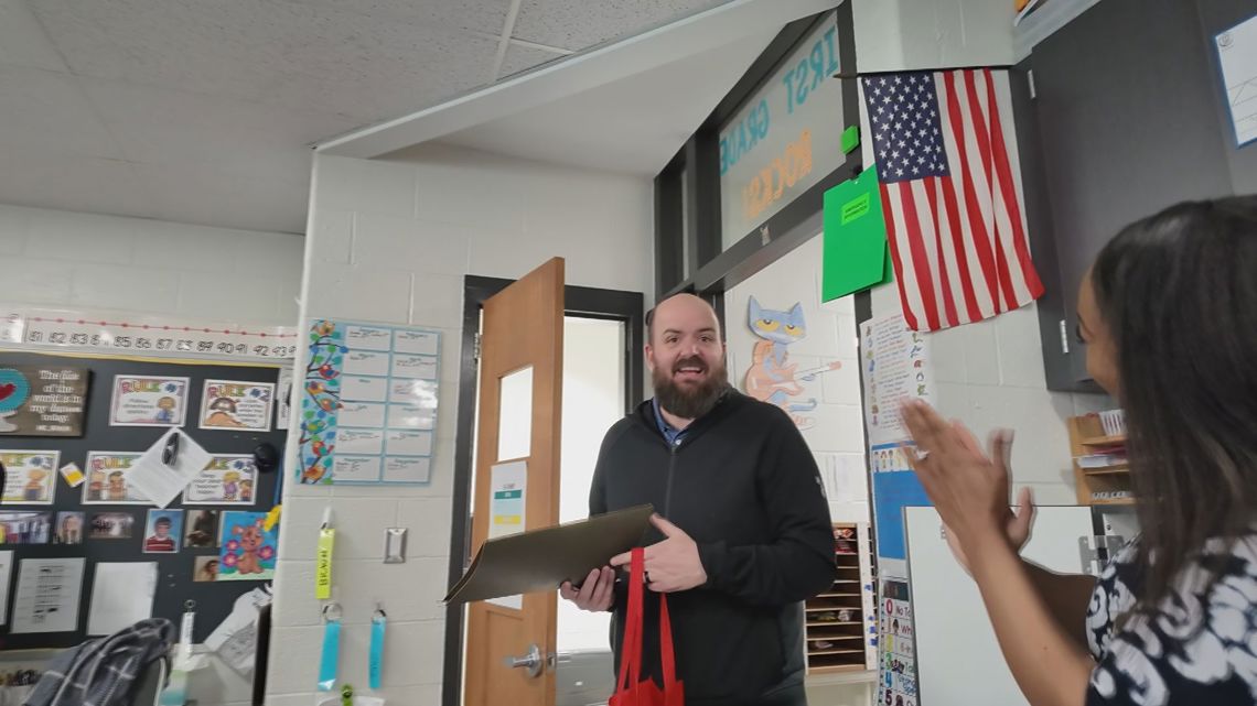 Teacher of the Week says surprise melts his heart