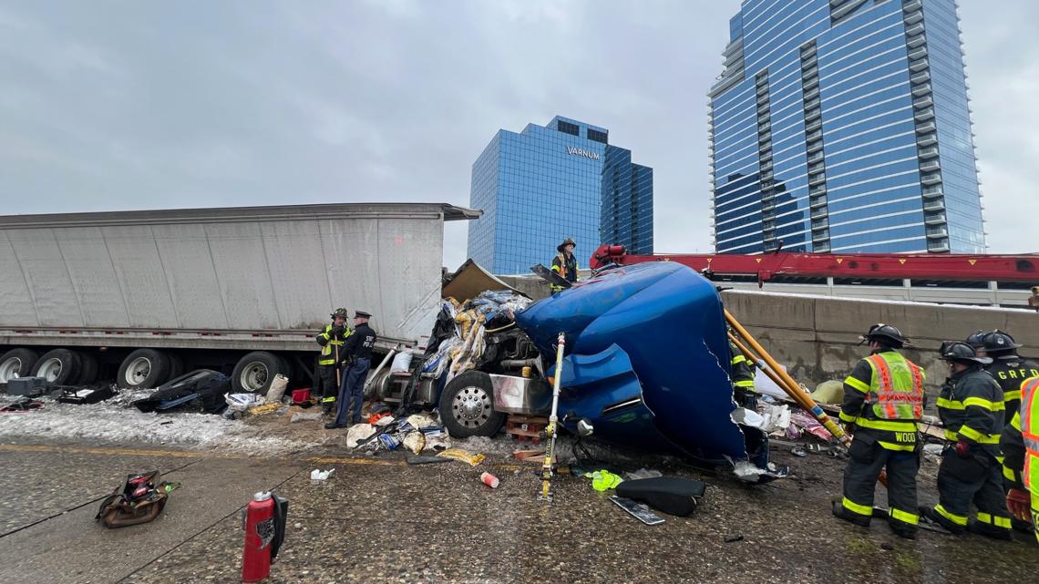 Westbound I-196 to southbound US-131 ramp closed 'indefinitely' after semi crash on S-curves