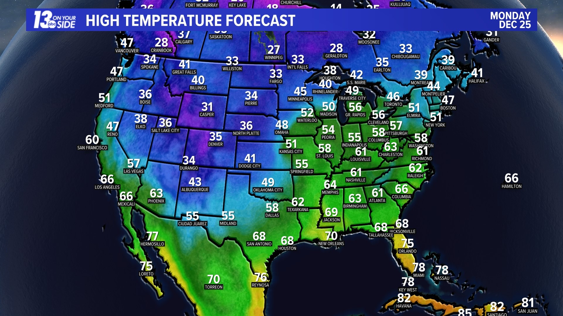 How warm will it be in West Michigan for Christmas Day?