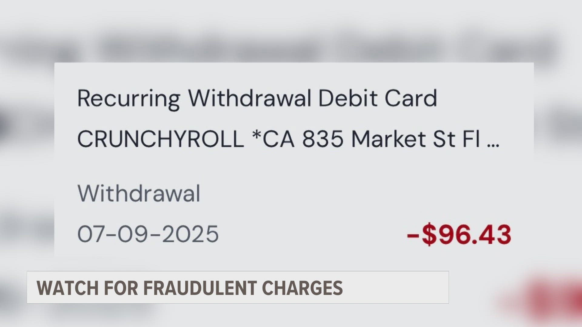 Always keep an eye on your account and charges to avoid fraud.