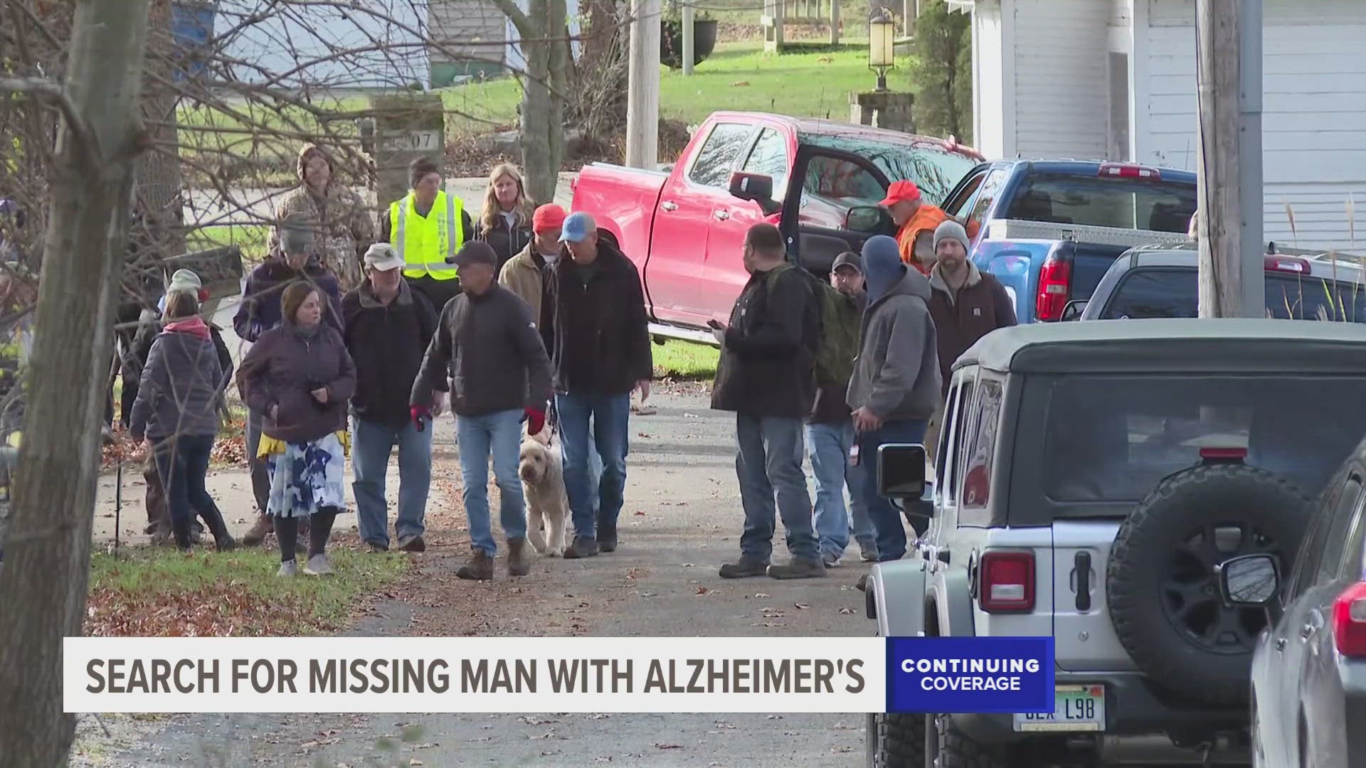 Michael Hodge's caretaker said he went for a walk Sunday but did not return to his home in Barry County. The search is still underway Tuesday.