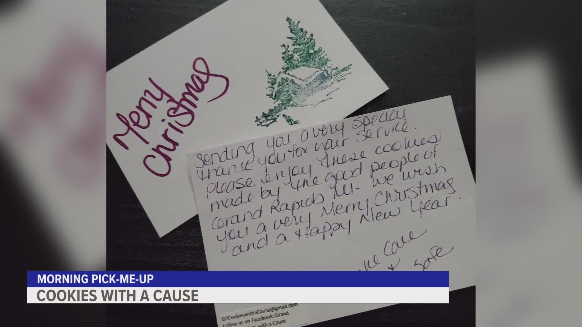 The cookie drive aims to send troops a dozen cookies each, complete with a handwritten Christmas card.