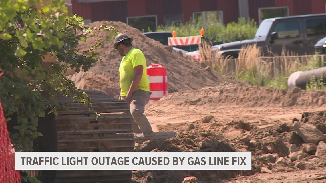 Traffic light outage caused by gas line fix