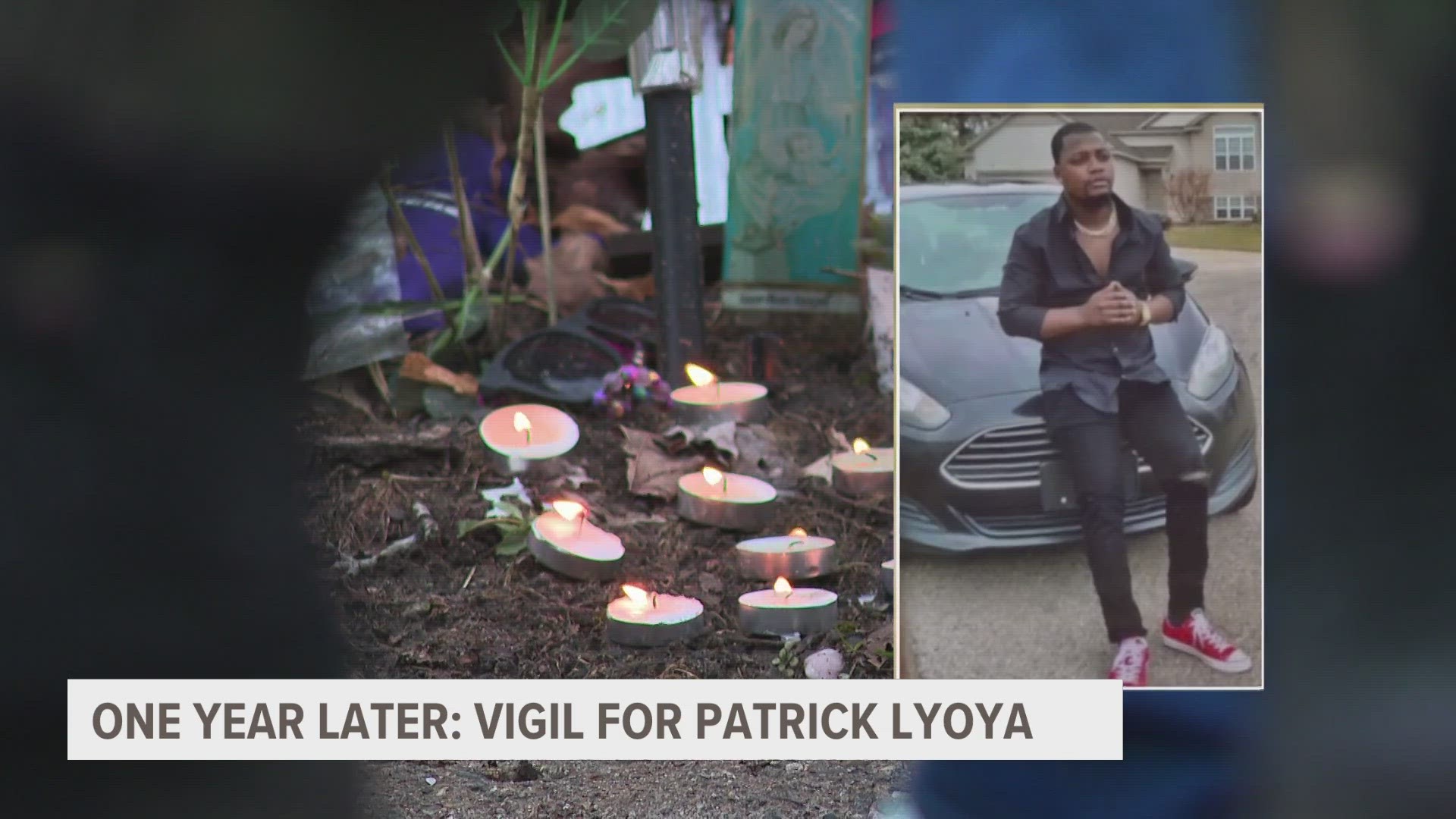 Dozens gathered Tuesday night at the site where Lyoya was shot and killed to remember him, including some of his family members.