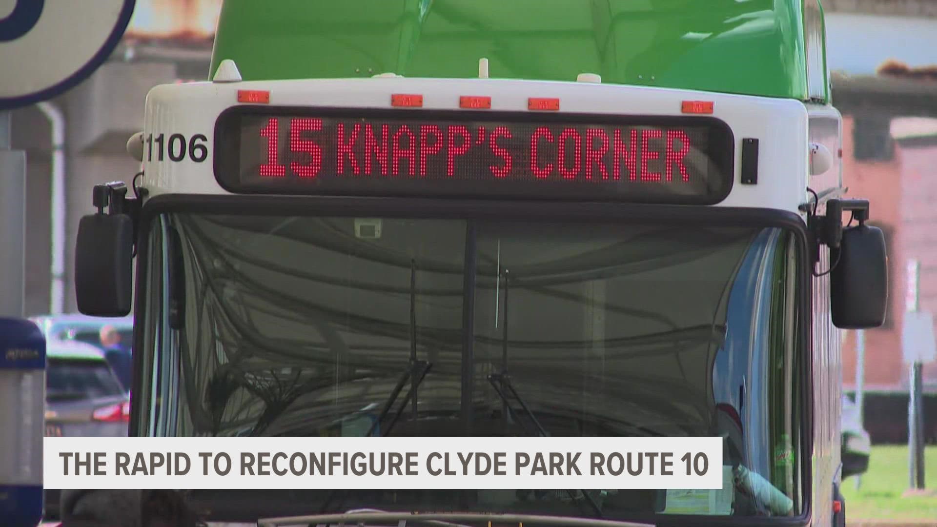 The Rapid is going to reconfigure Clyde Park route 10, but residents of Byron Township has concerns on how that will impact their transportation.