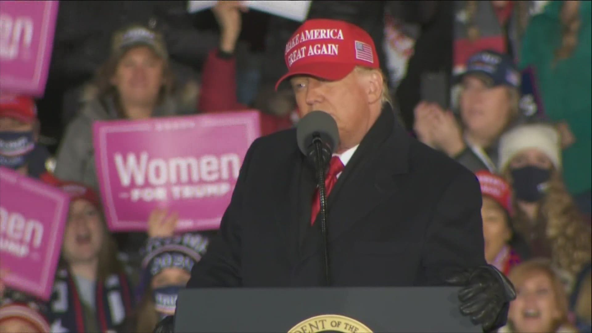 President Donald Trump holds rally in Grand Rapids, hours before polls open