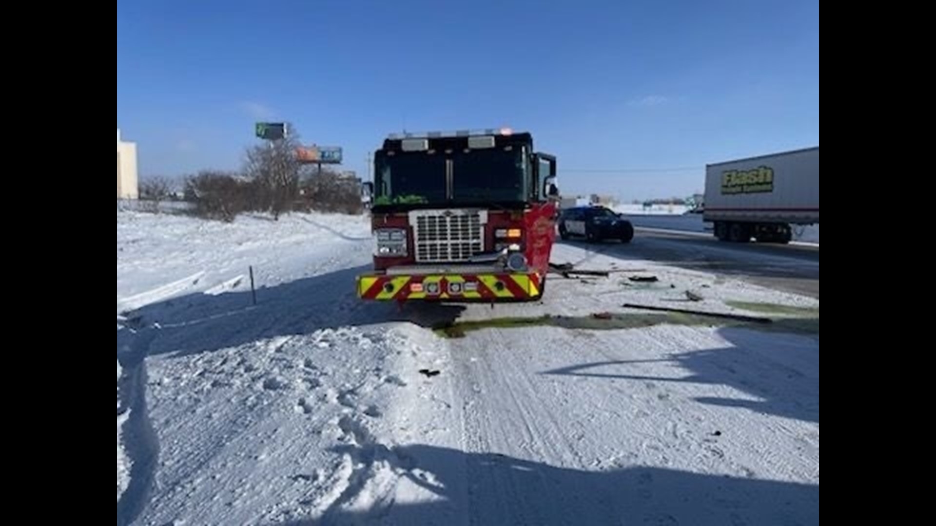 Kalamazoo: Firetruck hit while on the scene of crash on I-94 | wzzm13.com