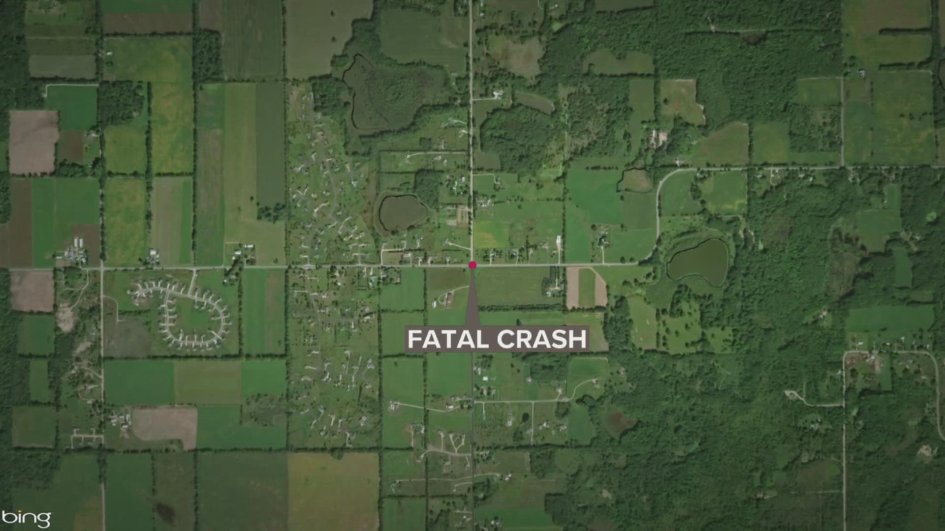 The Kent County Sheriff's Office says the crash happened Sunday night at the intersection of Algoma Avenue and 20 Mile Road in Solon Township.