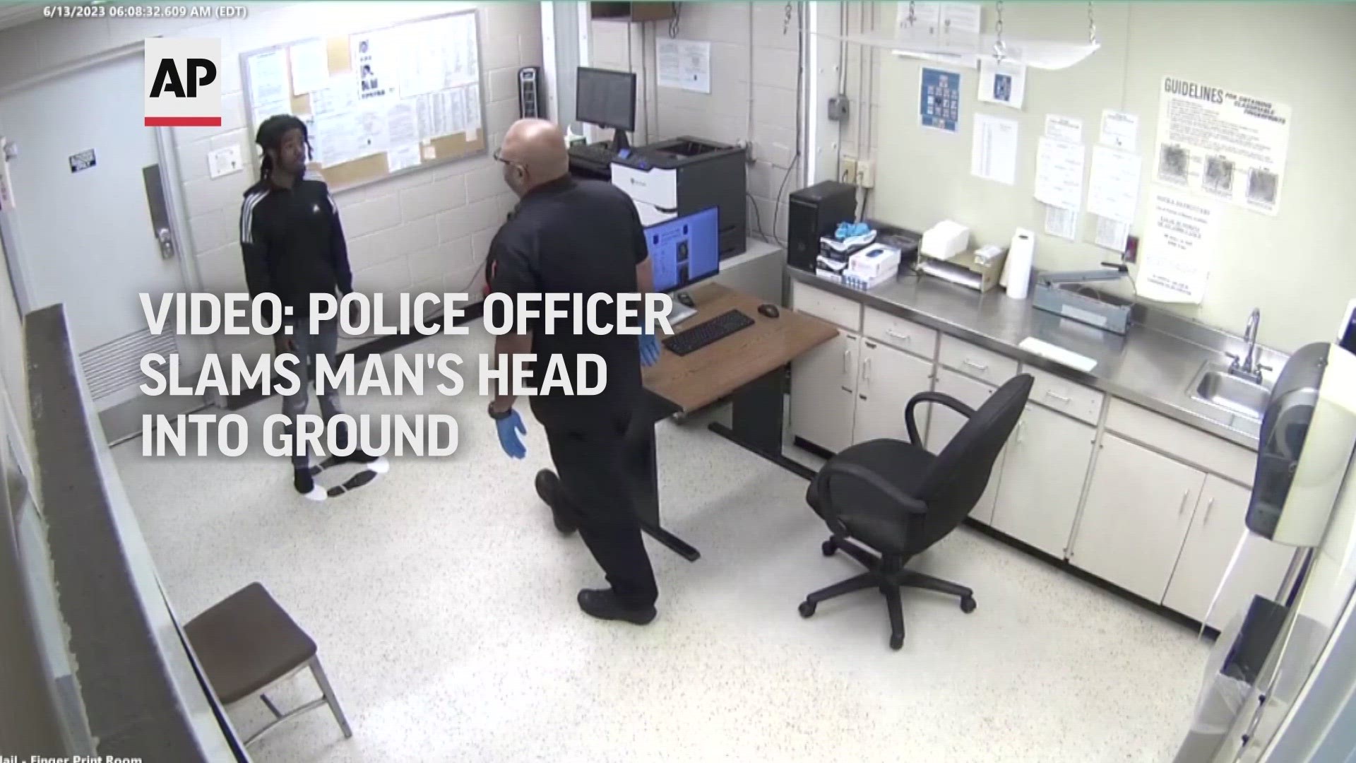 Video shows officer punched the man in the face and slammed his head to the ground.