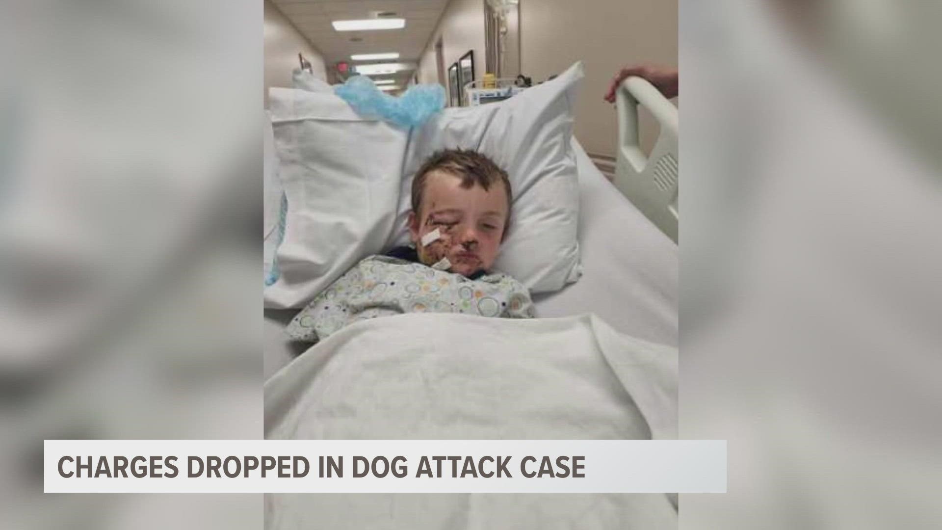 The prosecutor's office says there is no evidence in the case to prove the dog's owner knew his dogs were "dangerous animals," so she's dropping the charges.