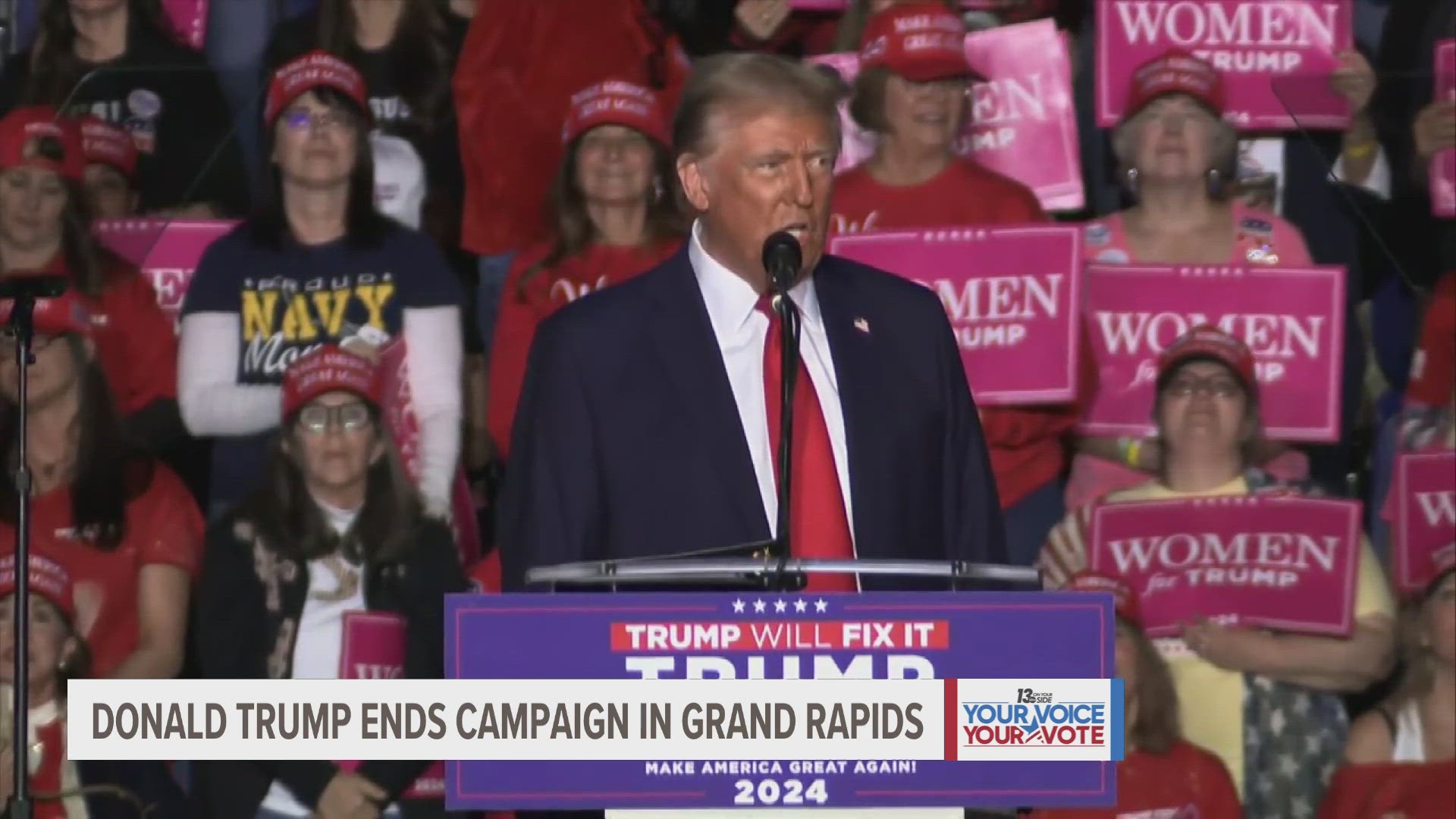 Donald Trump is set to end his campaign in Grand Rapids on the eve of Election Day.