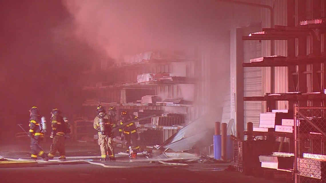 Wyoming business, Foundation Building Materials, catches fire