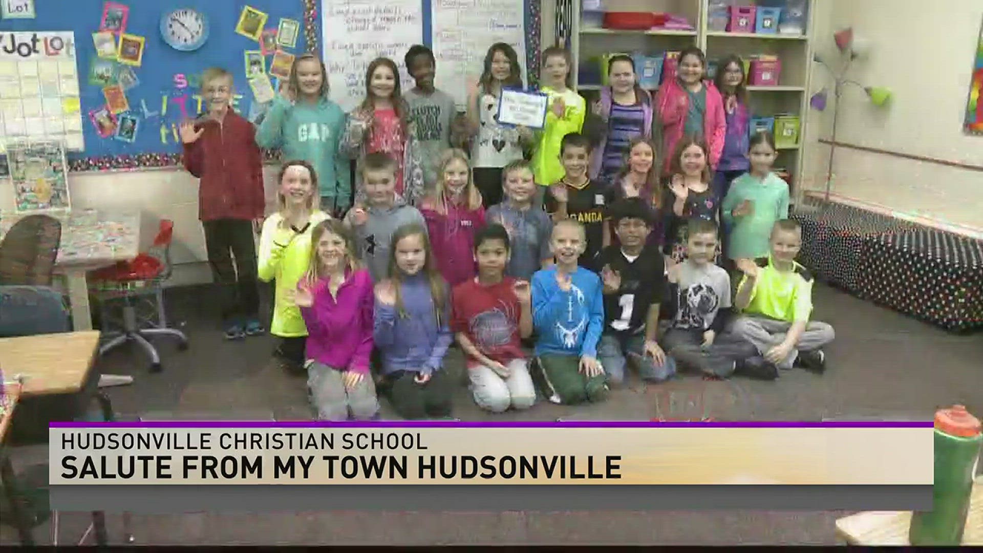 This is Mrs. toering's 4th grade class from Hudsonville Christian School.