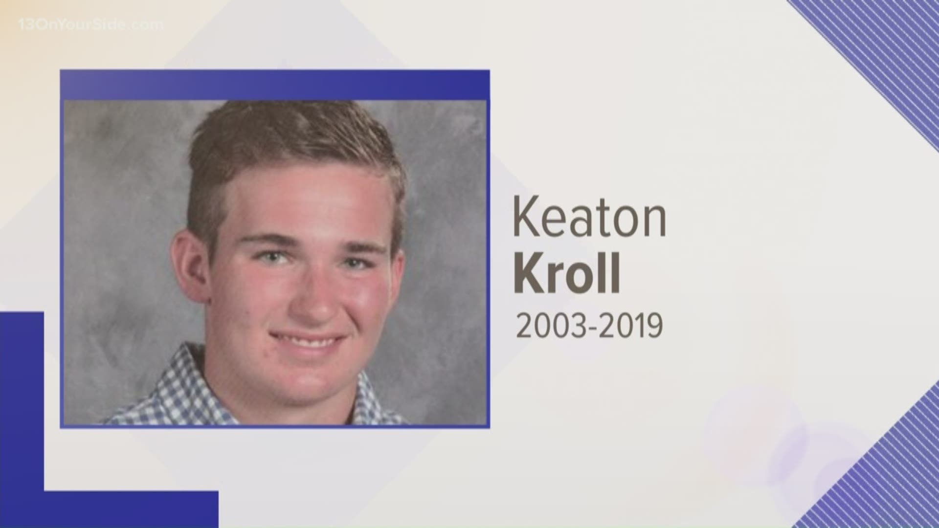 Keaton Kroll, 16, died Saturday while playing an indoor soccer game. The teen was a sophomore at Zeeland East High School and played on the soccer team.
