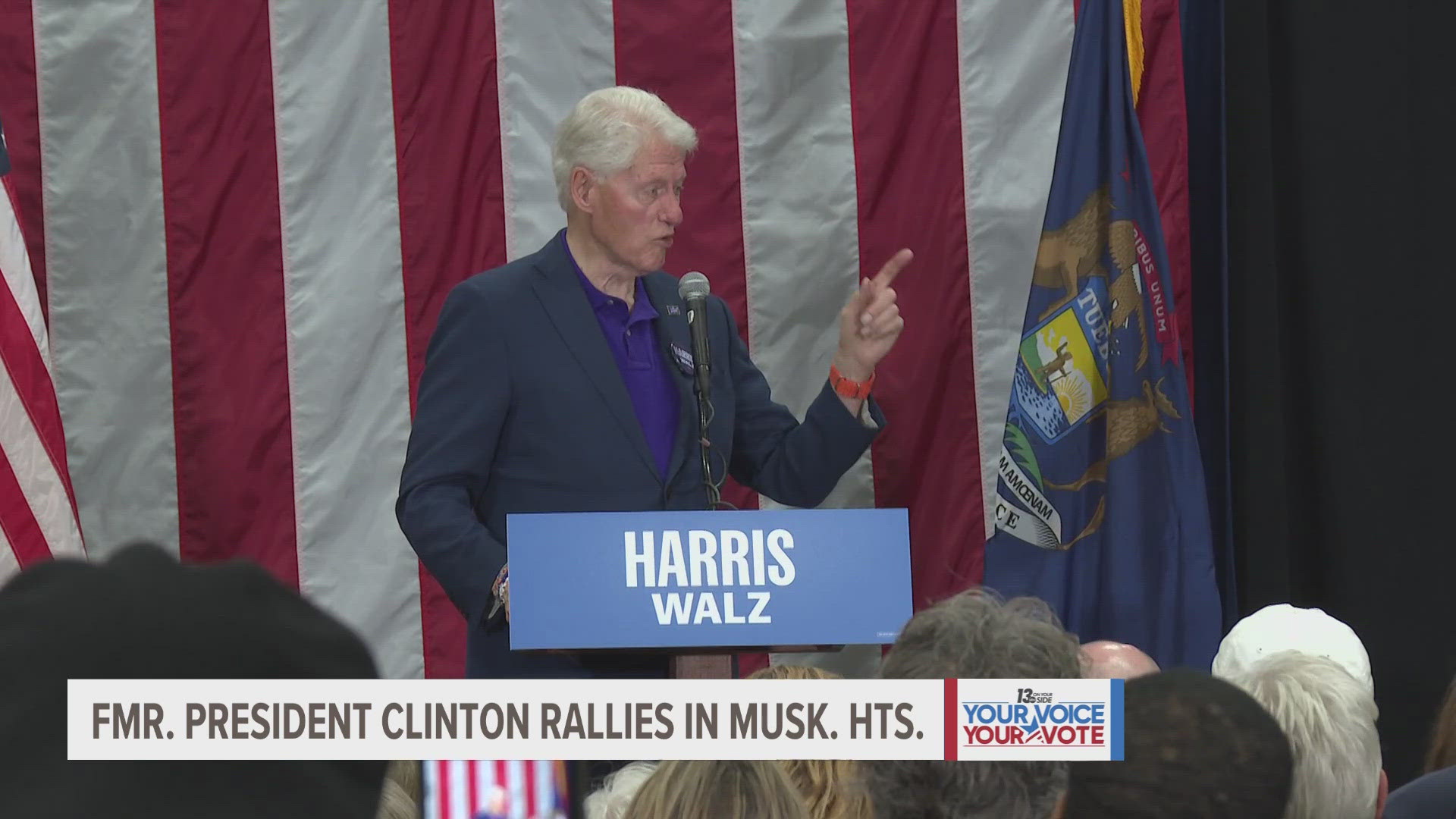 Clinton spoke in Muskegon Heights Wednesday.