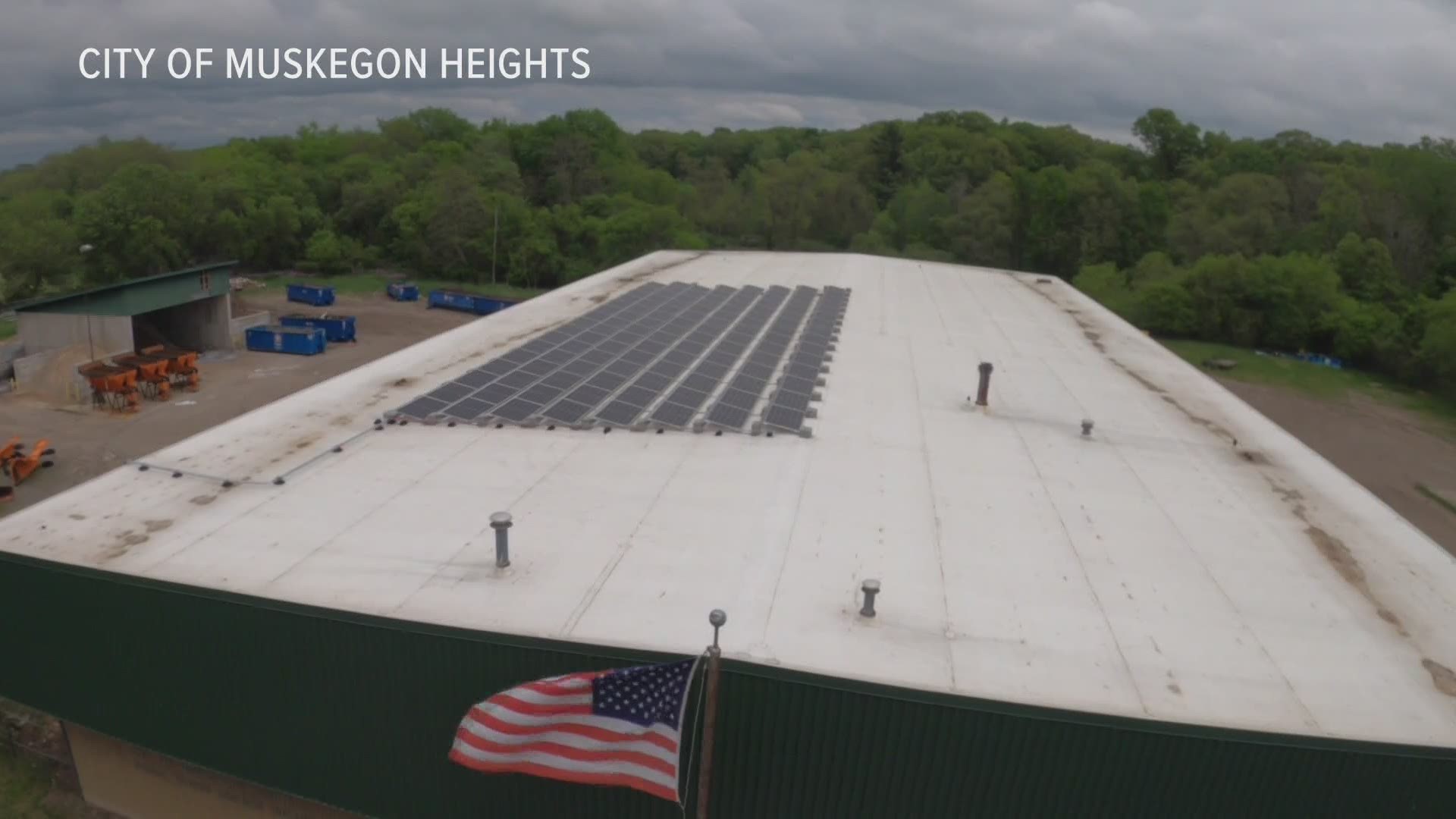 First portions of a 645-kilowatt solar system in Muskegon Heights is now generating electricity.