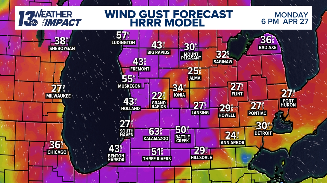 Weather Impact Alert | Strong damaging winds possible Monday