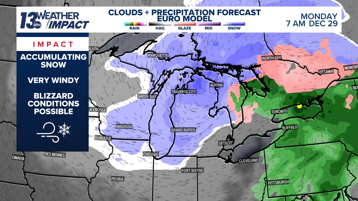 Impactful Monday system expected: Strong winds, accumulating snow, and travel Issues