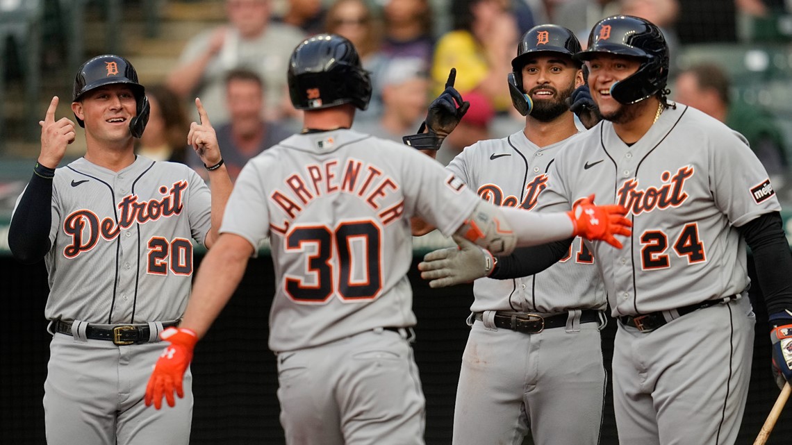 Kerry Carpenter's 3-run homer off rookie Tanner Bibee helps Tigers