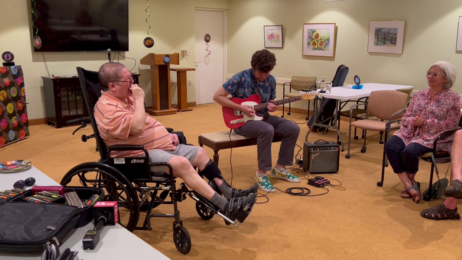 Peter Paolini is in hospice in Grand Rapids for an epidermoid tumor. His family, pizza in tow, surrounded him for a blues jam session.