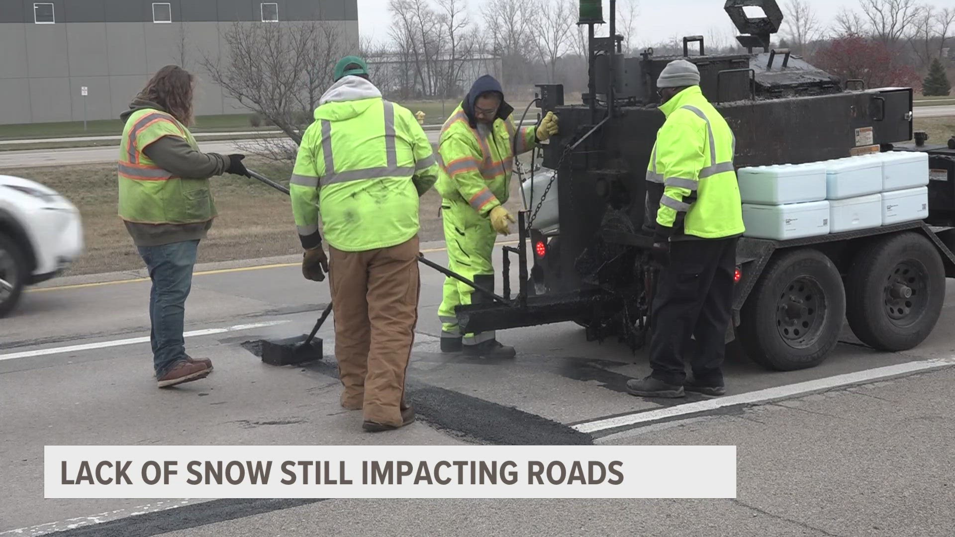 The lack of snow has caused fewer potholes to form.