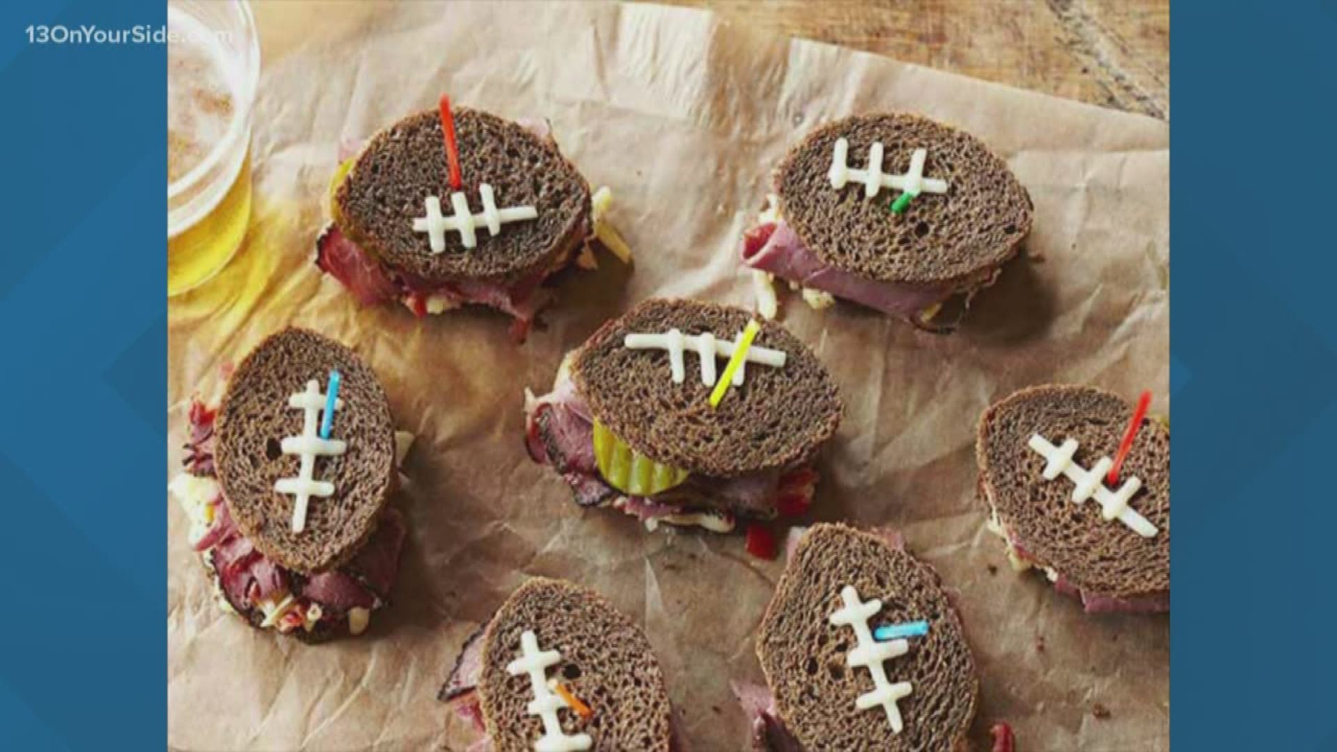 Kirk Montgomery makes football finger sandwiches as part of My West Michigan's Week of Super Bowl dishes.