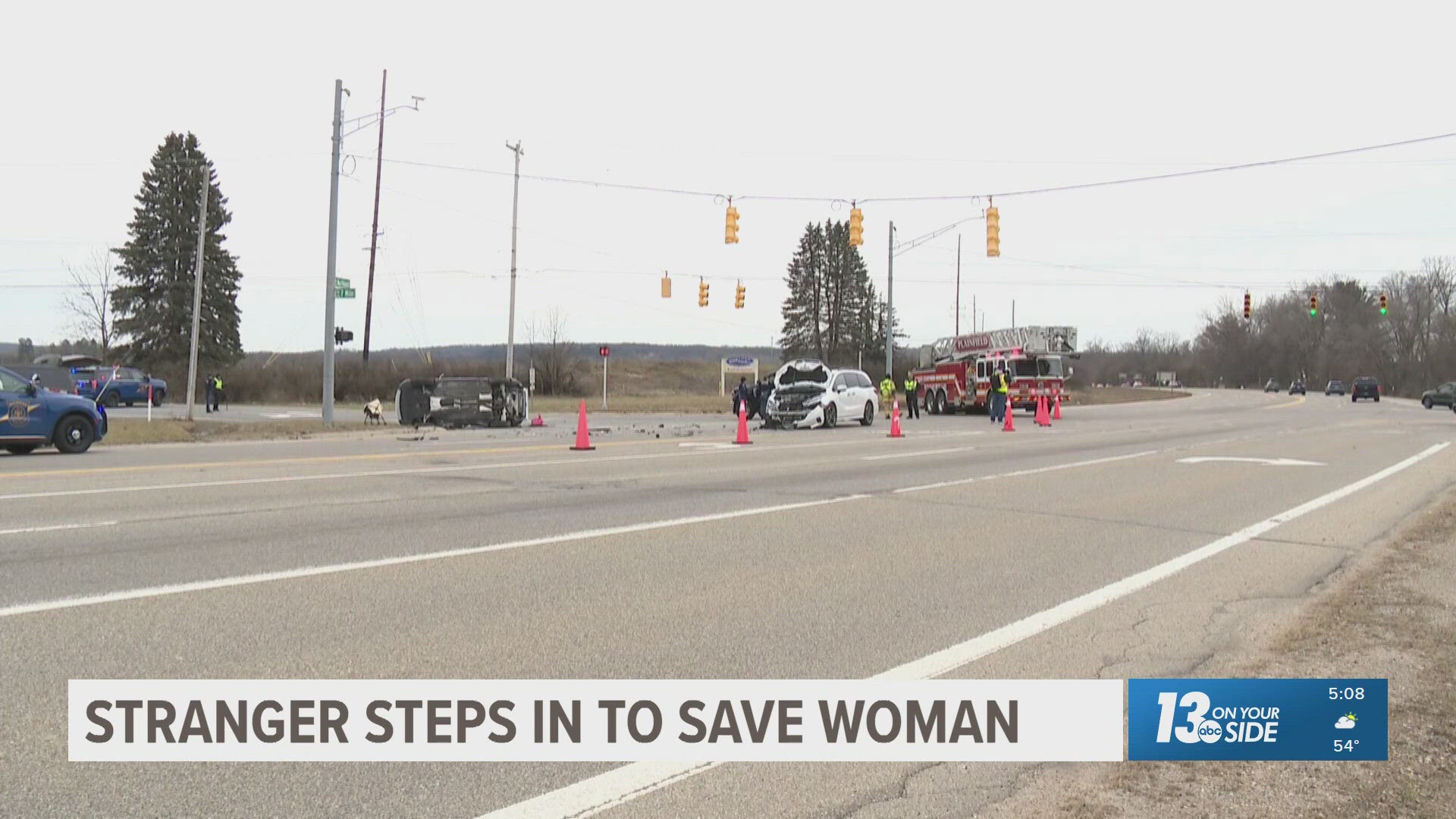 Man pulls woman from wreckage after deadly crash in Plainfield Township ...