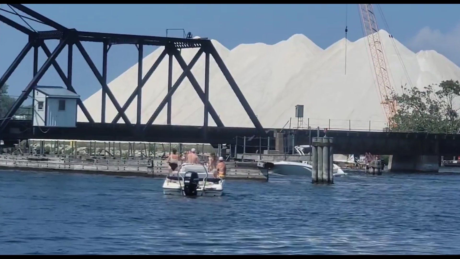 Footage from a viewer of boat hitting bridge in Grand Haven