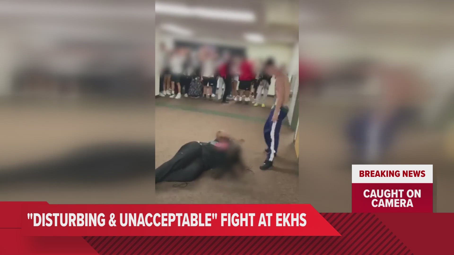 A video shared on social media Thursday shows a male student repeatedly kicking a female student in the head while other students watched.