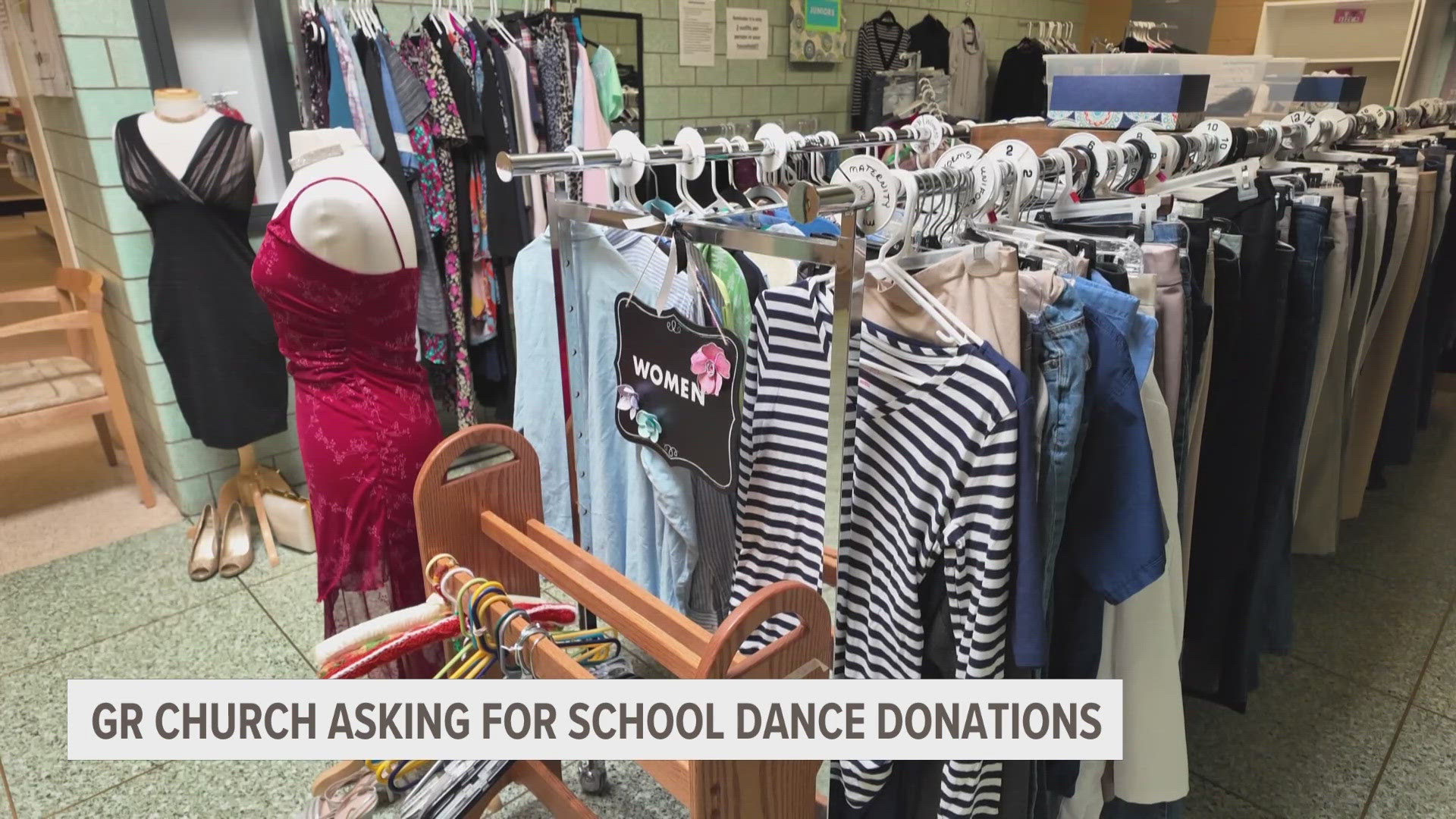 The church has had a food and clothing pantry for the last 40 years. This year's new addition to pantry shelves will include dresses, heels, suits and more.