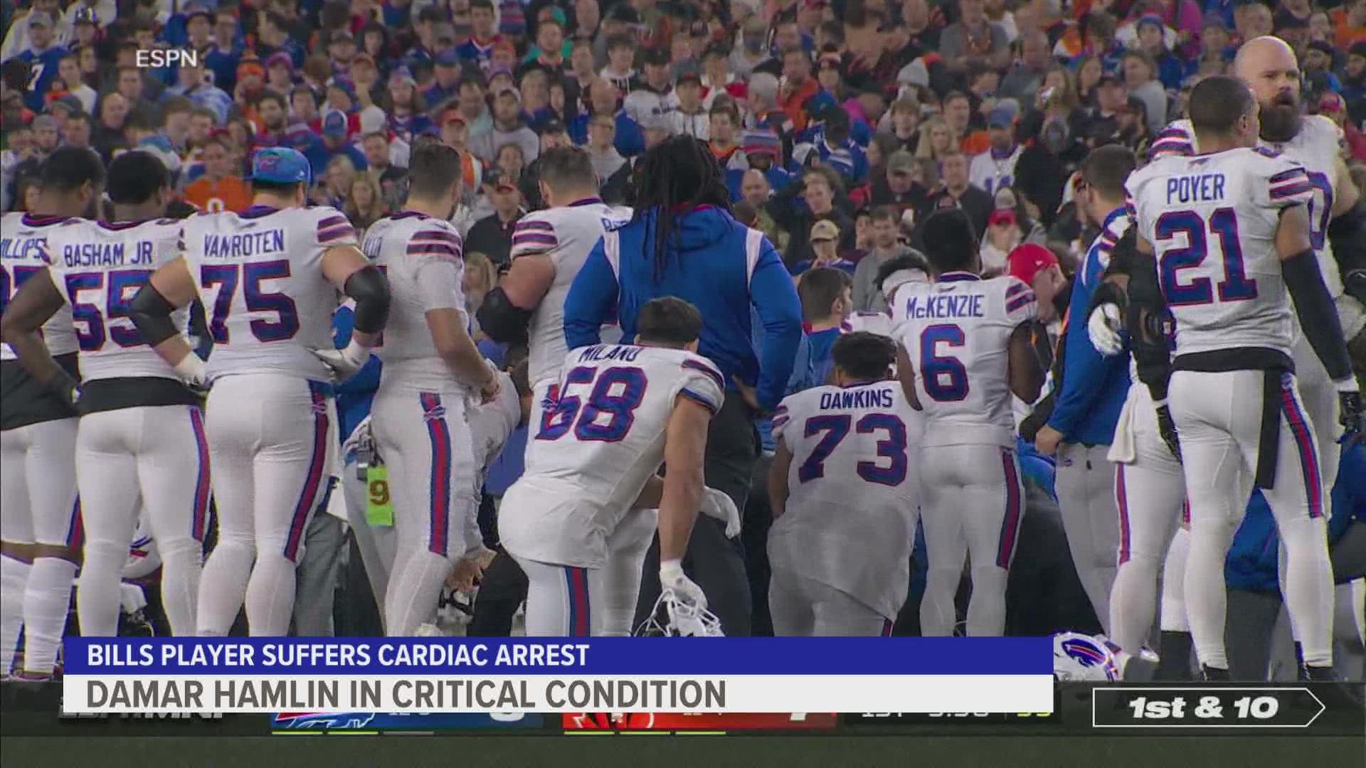 Bills player Damar Hamlin remains in critical condition after