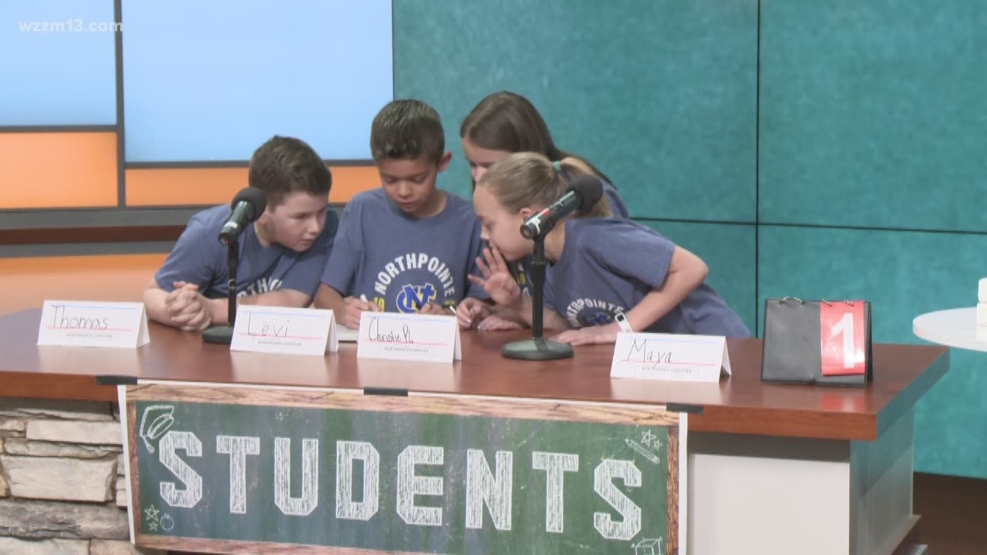 A team of 5th graders from Northpointe Christians puts the educational smackdown on 13 ON YOUR SIDE's morning anchors.