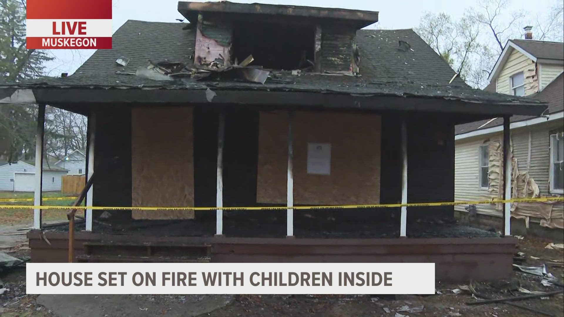 The initial caller reported an intentionally set fire with kids inside the home on McIlwraith near Laketon.