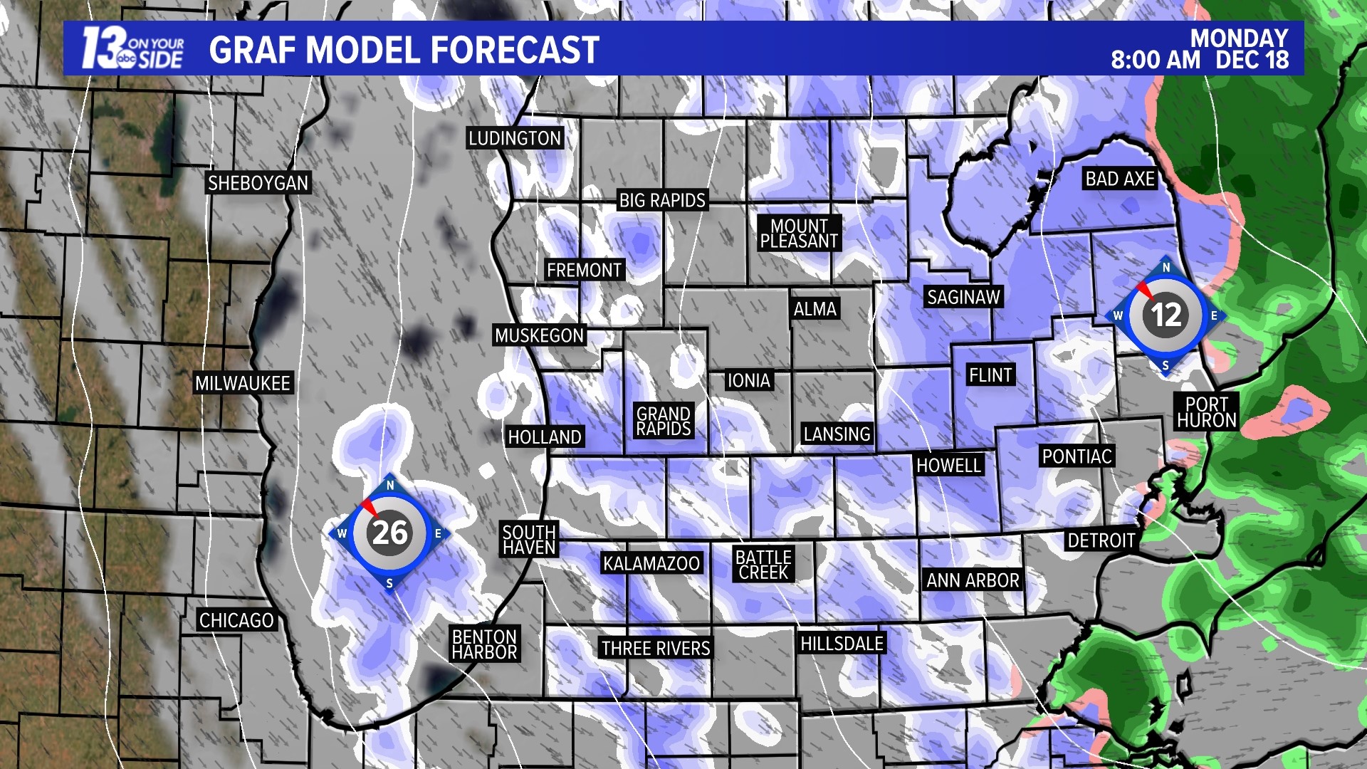 Snowfall forecast 12/18/2023.