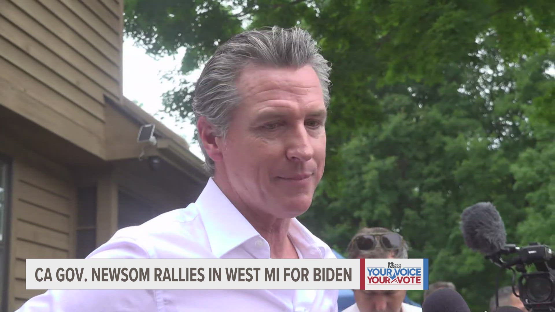 California Gov. Gavin Newsom visited Michigan Thursday to stump for Biden.