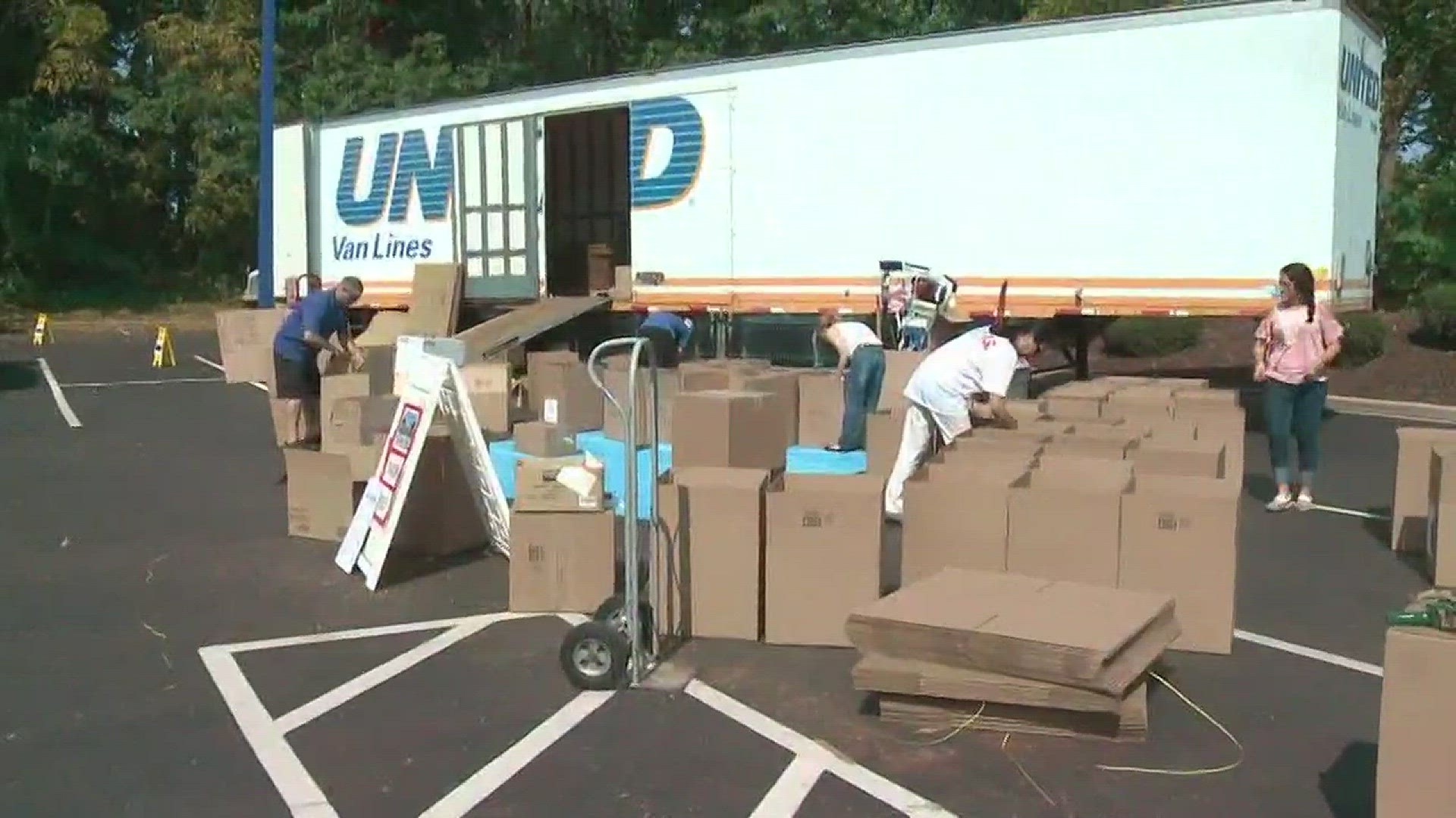 A truck full of donations for victims of the recent hurricanes